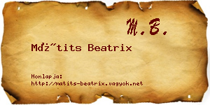 Mátits Beatrix névjegykártya
